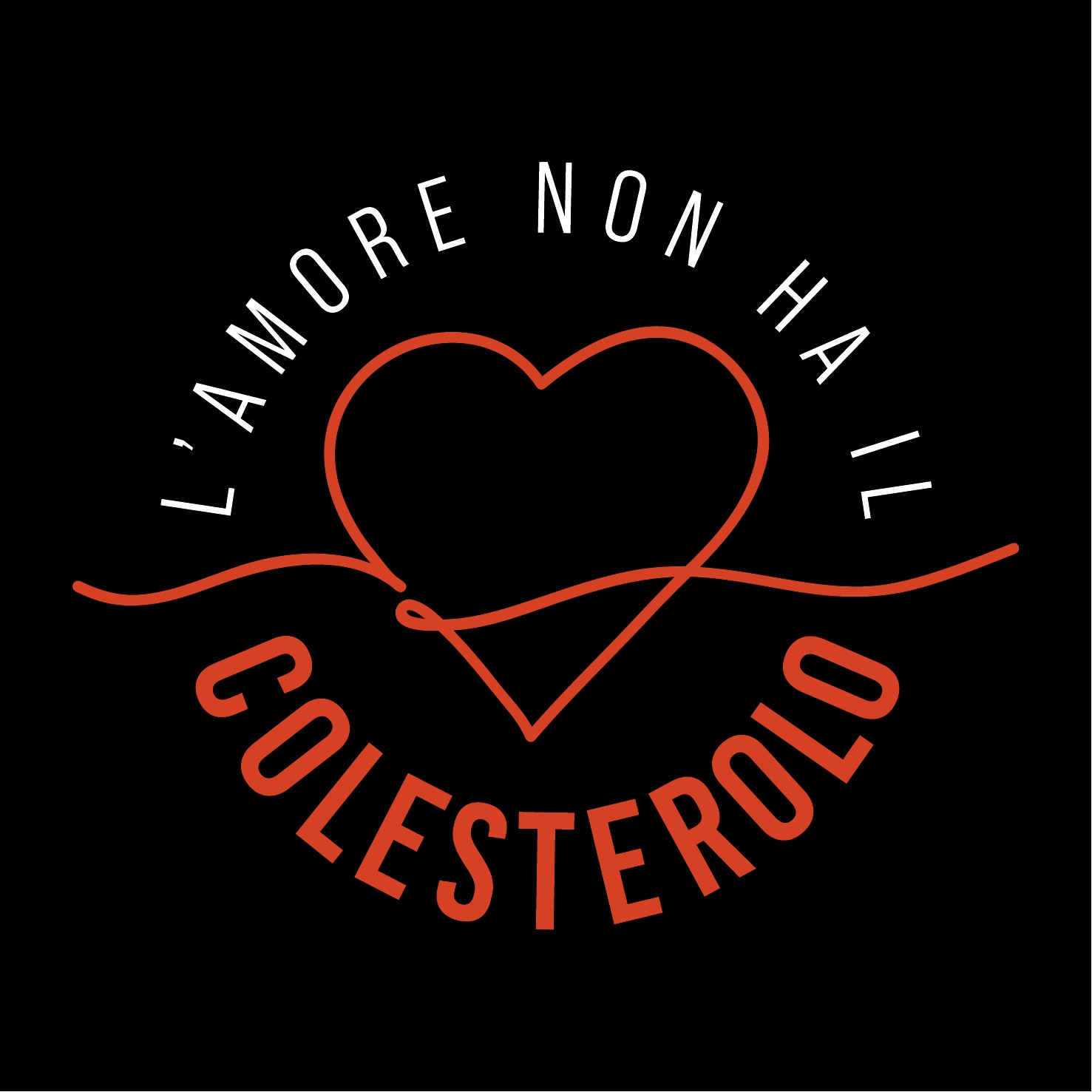 Scritta «L'amore non ha il colesterolo» con cuore rosso